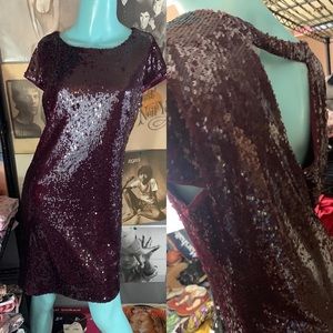 NWOT Anthropologie Skies Are Blue Formal Cocktail sequin burgundy dark WINE